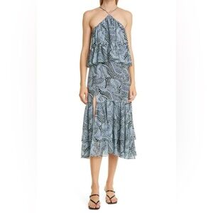 Cinq a Sept Colette MIDI Halter Sleeveless Ruffle Dress 4